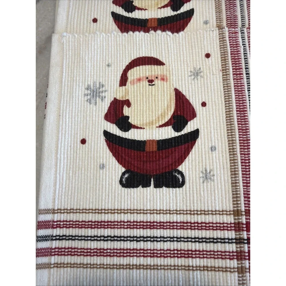 Set Of 4 Woven Let It Snow Christmas Holiday Placemats 2 Sided NEW ES002